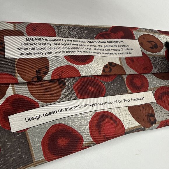 Vintage Men's Infectious Awareables Malaria 100% Silk Tie Doctor Disease - Picture 4 of 5